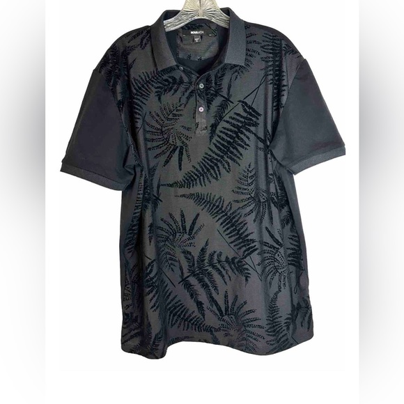 Nova Men Other - Nova Men’s Palm Pattern Black Half Front Button Up Collared XL